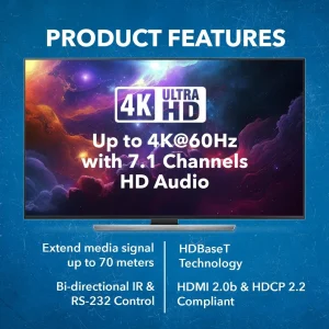 4K HDBaseT HDMI™ Extender with Wall Plate (TX) - 230ft (cat6)-UHD-WPE230-K - view 7