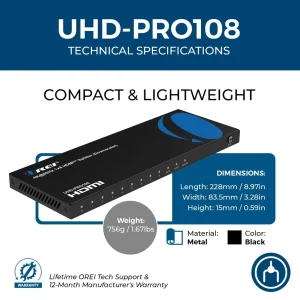 4K@60Hz 1x8 HDMI Splitter (Downscaler) UHD-PRO108 - view 5