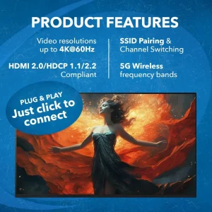 4K@60hz Wireless HDMI™ Extender - 65ft (WUHD-66M-K) - view 7