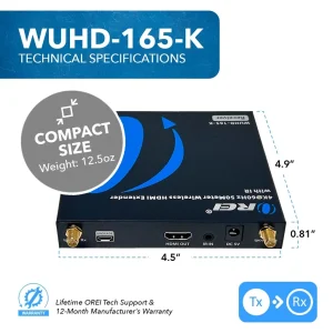 4K@60hz Wireless HDMI™ Extender (Loop, IR) - 165ft (WUHD-165-K) - view 5
