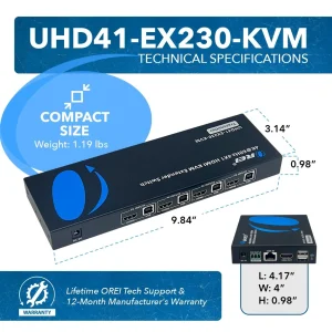 4K@60Hz 4x1 HDMI™ Extender Switch (KVM) - 230ft (cat6)-UHD41-EX230-KVM - view 5