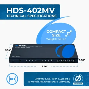 4K@30hz 4x2 HDMI™ Matrix (Seamless, Audio Extract, MultiView)-HDS-402MV - view 5