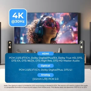 4K@30hz 4x2 HDMI™ Matrix (Seamless, Audio Extract, MultiView)-HDS-402MV - view 6