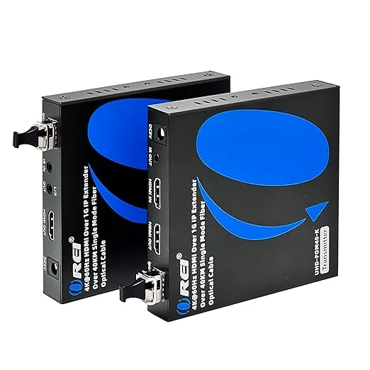 4K HDMI Extender Over Fiber Optic Balun Up to 40 KM - 1G IP Single Mode UltraHD 4K @ 60Hz 4:4:4 DR, CEC, Audio Extrac...
