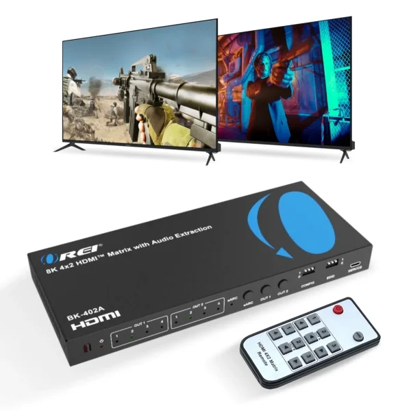 8K 4x2 HDMI™ Matrix (Audio Extract, eARC)-BK-402A