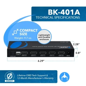 8K 4-port HDMI™ Switch (Audio Extract)-BK-401A - view 5