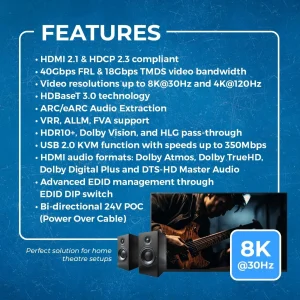 8K HDBaseT 3.0 HDMI™ Extender (Loop, USB, eARC, LAN) - 330ft (cat6) (BK-EXB330EAU-K) - view 8