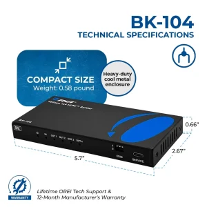 8K 1x4 HDMI™ Splitter (Downscaler)-BK-104 - view 5