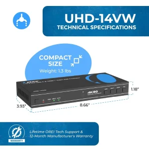 4K 1-In-4-Out USB-C & HDMI™ Video Wall Controller (Audio Extract)-UHD-14VW - view 5