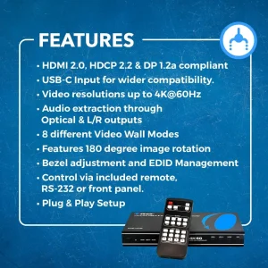 4K 1-In-4-Out USB-C & HDMI™ Video Wall Controller (Audio Extract)-UHD-14VW - view 7