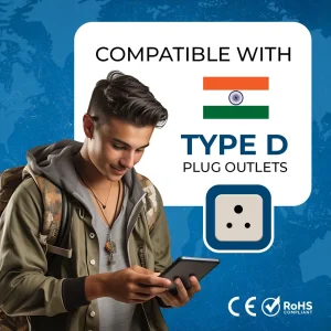 India, Nepal Travel Adapter - 2 in 1 - Type D - Compact Design (DB-10) - view 10