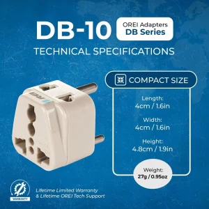 India, Nepal Travel Adapter - 2 in 1 - Type D - Compact Design (DB-10) - view 13