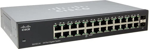 SG102-24 - Cisco 24-Ports RJ-45 1Gb/s 10/100/1000Base-T Gigabit Ethernet 1U Rack-Mountable UnManaged Switch with 2x C...