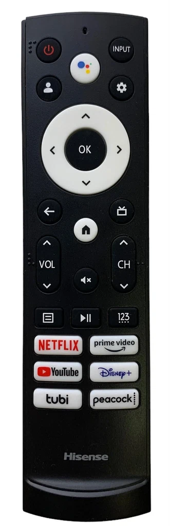 Hisense 299843 Netflix YouTube Tubi Prime Video Disney+ Remote Control -- New