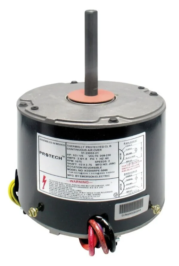Rheem PROTECH TRIPSAVER Condenser Motor – 1/6 to 1/3 hp 208-230/1/60 (1075 rpm/2speed) 51-23053-21