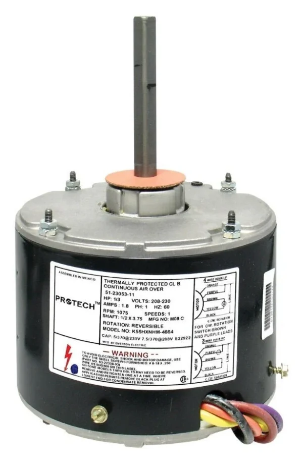 Rheem PROTECH Condenser Motor – 1/3 hp 208-230/1/60 (1075 rpm/1 speed) 51-23053-11