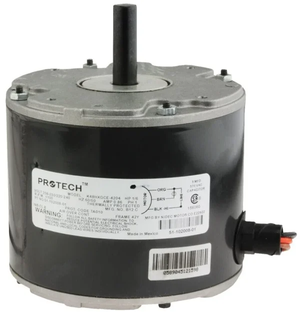 Rheem Condenser Motor – 1/6 hp 208-230/1/50-60 (1075 rpm/1 speed) 51-102500-02