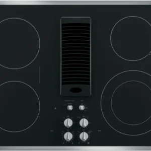 GE Profile PP9830SRSS 30 Inch Electric Cooktop with 4 Elements, Ceramic Glass Cooktop, Ribbon Heating Elements, Bridg...