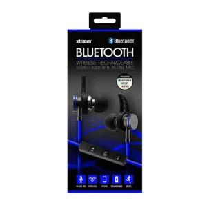 Sentry Bluetooth, Rechargeable, Metal Ear Buds with Built In Mic, Blue, BX250BL