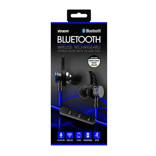 Sentry Bluetooth, Rechargeable, Metal Ear Buds with Built In Mic, Blue, BX250BL