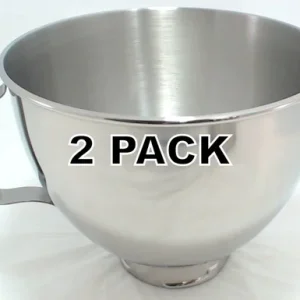 2 Pk, Stand Mixer 4.5QT SS Bowl w/Handle for KitchenAid, K45SBWH, W10802058
