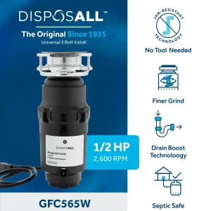 GE DISPOSALL® 1/2 HP Continuous Feed Garbage Disposer Corded - view 2