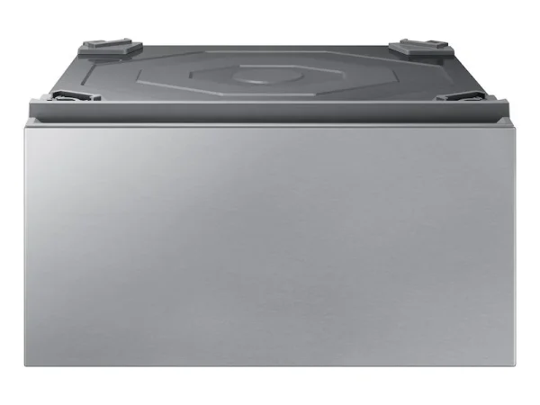 Bespoke 27″ Laundry Pedestal with Storage Drawer in Silver Steel