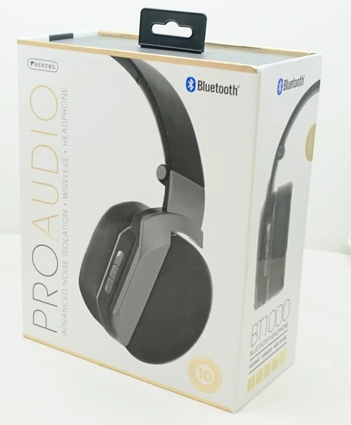 Sentry Pro Audio Studio Style Bluetooth Gray Headphone with Built-In Mic, BT1000